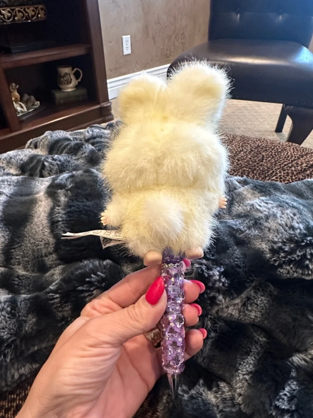 Gorgeous Hand Crafted Pen with an Authentic  Baby Three Bunny as the Focal